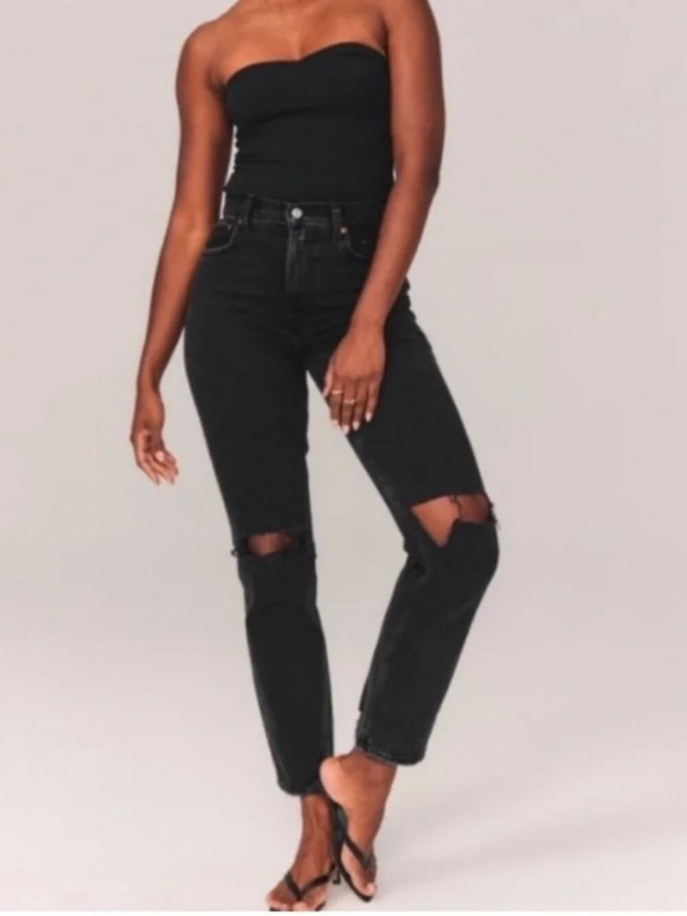 Abercrombie & Fetch The 90's Straight Ultra High Rise Jeans Womens 25 S Short